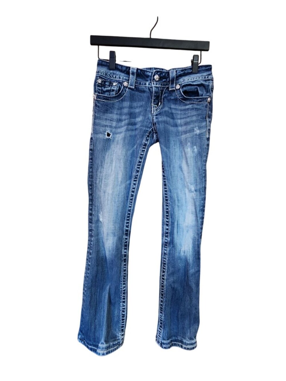 Miss Me Womens Bootcut Jeans Size 26 Distressed Denim Medium Wash JE317BL